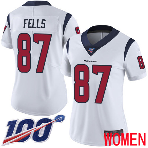 Houston Texans Limited White Women Darren Fells Road Jersey NFL Football #87 100th Season Vapor Untouchable